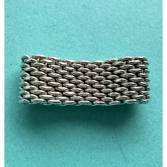 Tiffany & Co Silver Wide Mesh Somerset Woven Band Ring 5.75 - Picture 6 of 12